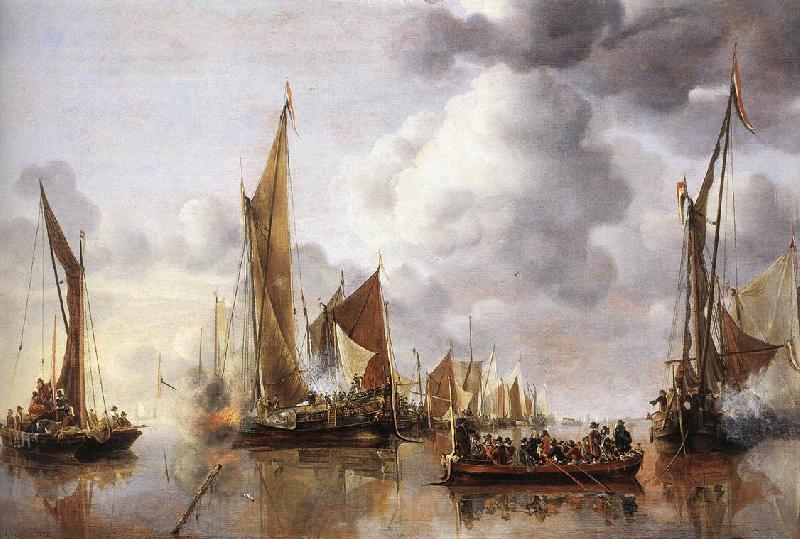 Jan van de Capelle The State Barge Saluted by the Home Fleet